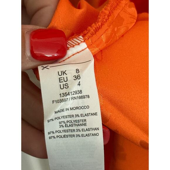 Miss Selfridge Women's Orange Satin Jacquard Strap Back Maxi Slip Dress Size 4 - Picture 10 of 12